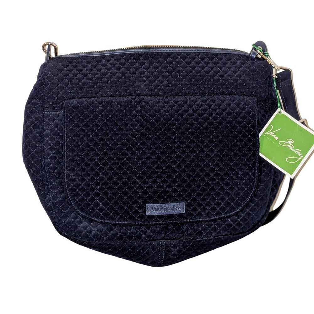 Vera Bradley Carson Quilted Crossbody Bag Black Adjustable Strap NWT